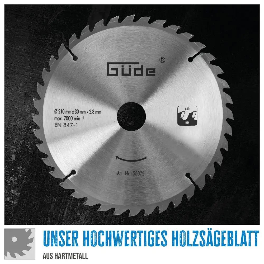 Güde Holzsägeblatt HM 210x30x40Z | Kappsägen, Tischkreissägen, Radialkappsägen