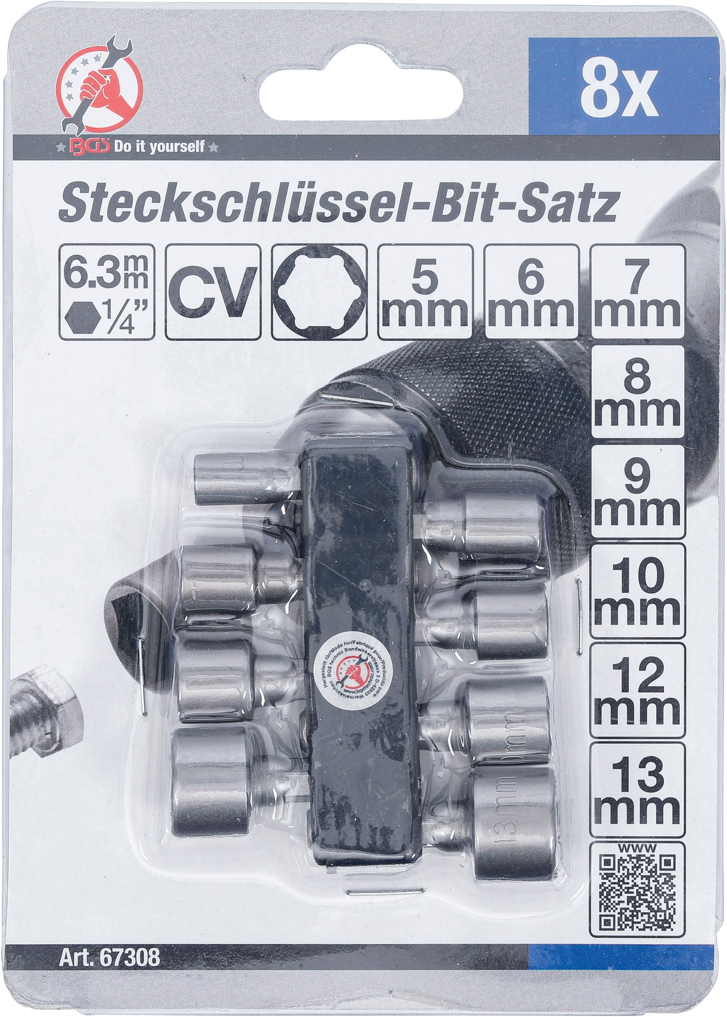 BGS Steckschlüssel-Bit-Satz | SW 5 - 13 mm | 8 teilig