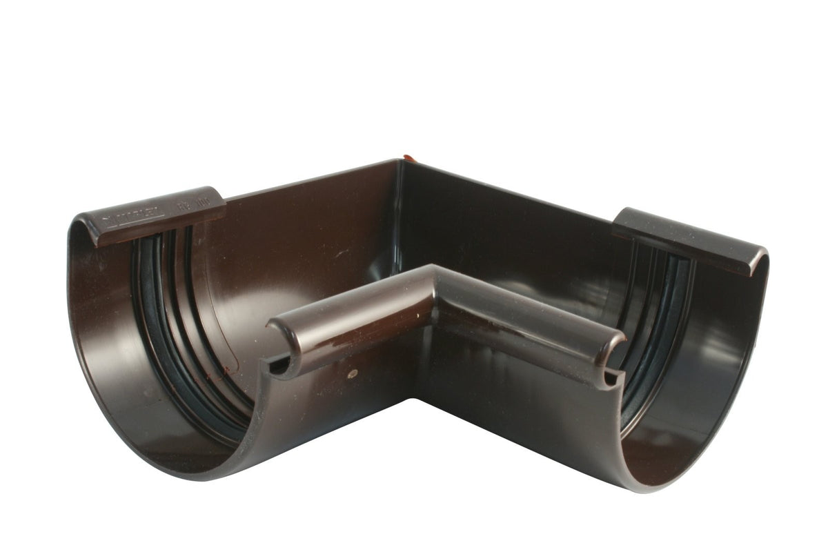 Innenecke 90° für Dachrinne halbrund, RG 75 braun