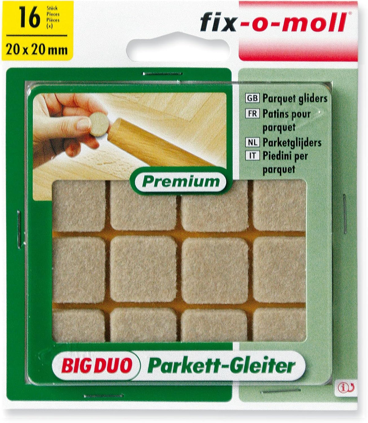Suki Big-Duo Parkettgleiter 20x20mm | 16 Stück