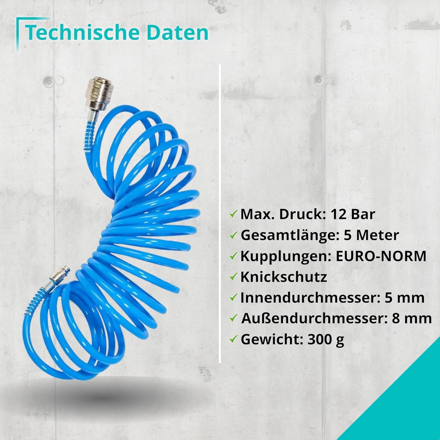 Opa Willis Druckluft-Spiralschlauch 5m EURO-NORM