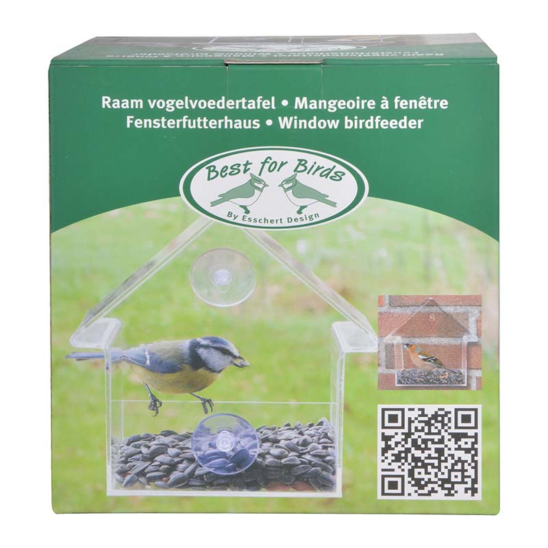 Esschert Acryl Fensterfutterhaus | Vogelhaus transparent zum beobachten