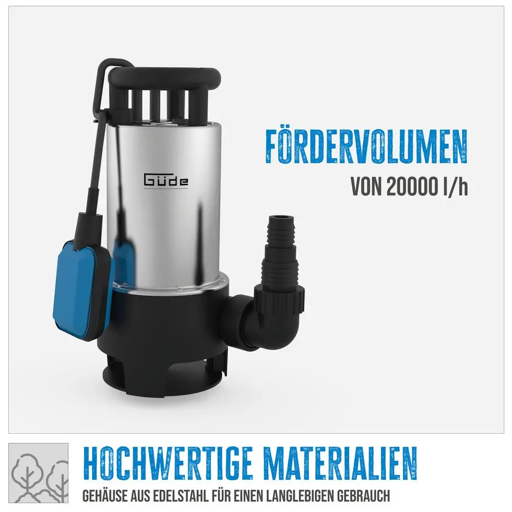 Güde Schmutzwassertauchpumpe GS1103PI Edelstahl 20.000 l/h | Tauchpumpe, Pumpe