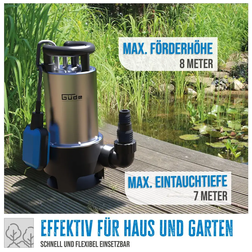 Güde Schmutzwassertauchpumpe GS1103PI Edelstahl 20.000 l/h | Tauchpumpe, Pumpe