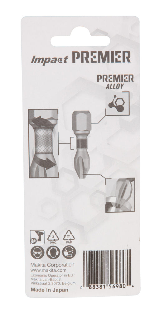 Makita Impact Premier Torsion-Bits "PH2" | 2 Stück