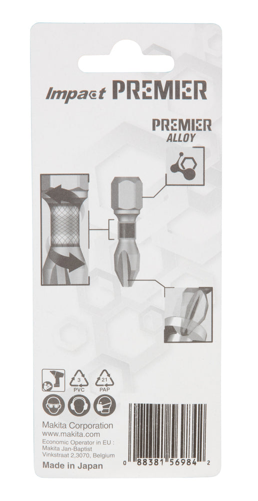 Makita Impact Premier Torsion-Bits "PZ2" | 2 Stück