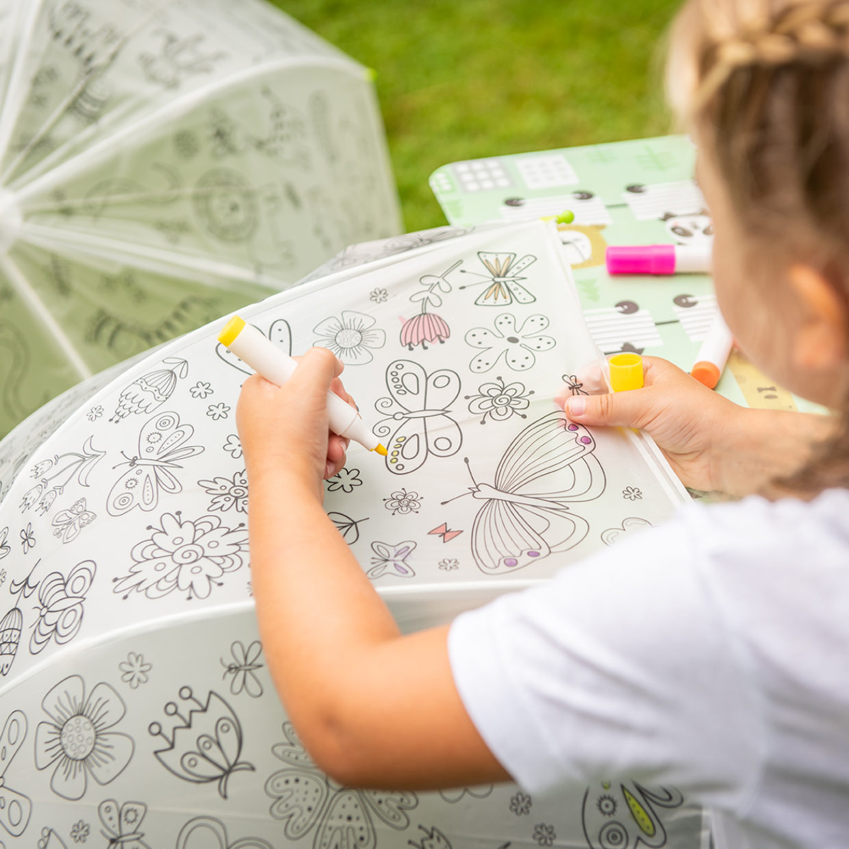 Esschert Ausmalregenschirm "Blumen" für Kinder