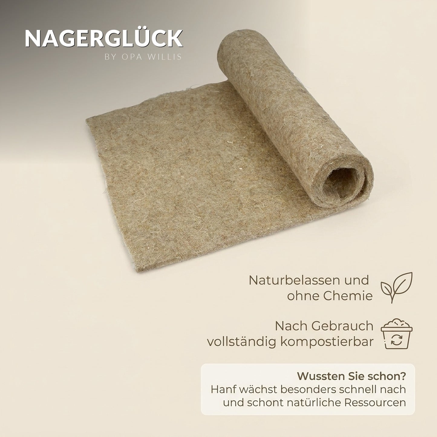 Nagerglück® Nagerteppich Hanf, Käfigunterlage 40 x 100 cm, Nagermatte - Position 7