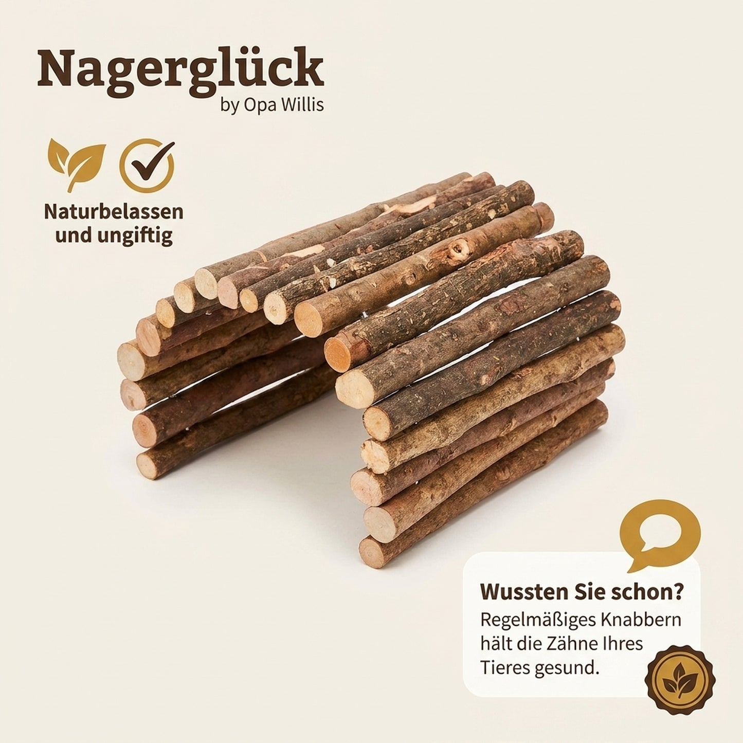 Nagerglück Flexible Holzbrücke für Kleintiere 50x30 cm, biegbare Nagerbrücke aus Rindenholz für Kaninchen, Meerschweinchen, Hasen, Hamster und Ratten, Klettersteg & Tunnel fürs Gehege - Position 7