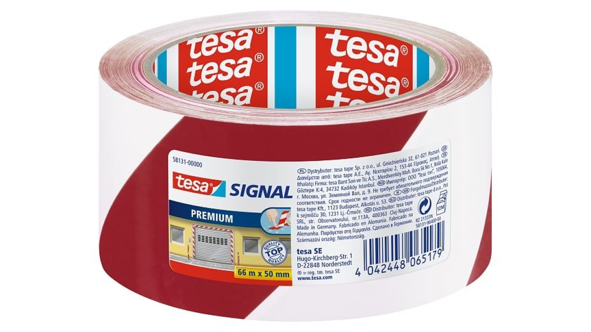 tesa Markierungsklebeband rot/weiß | 50mm x 66m
