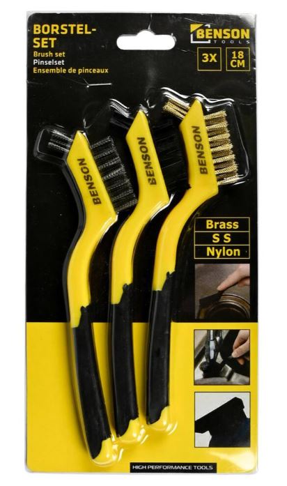 Bürste-Set 3-tlg Nylon, Edelstahl, Messing