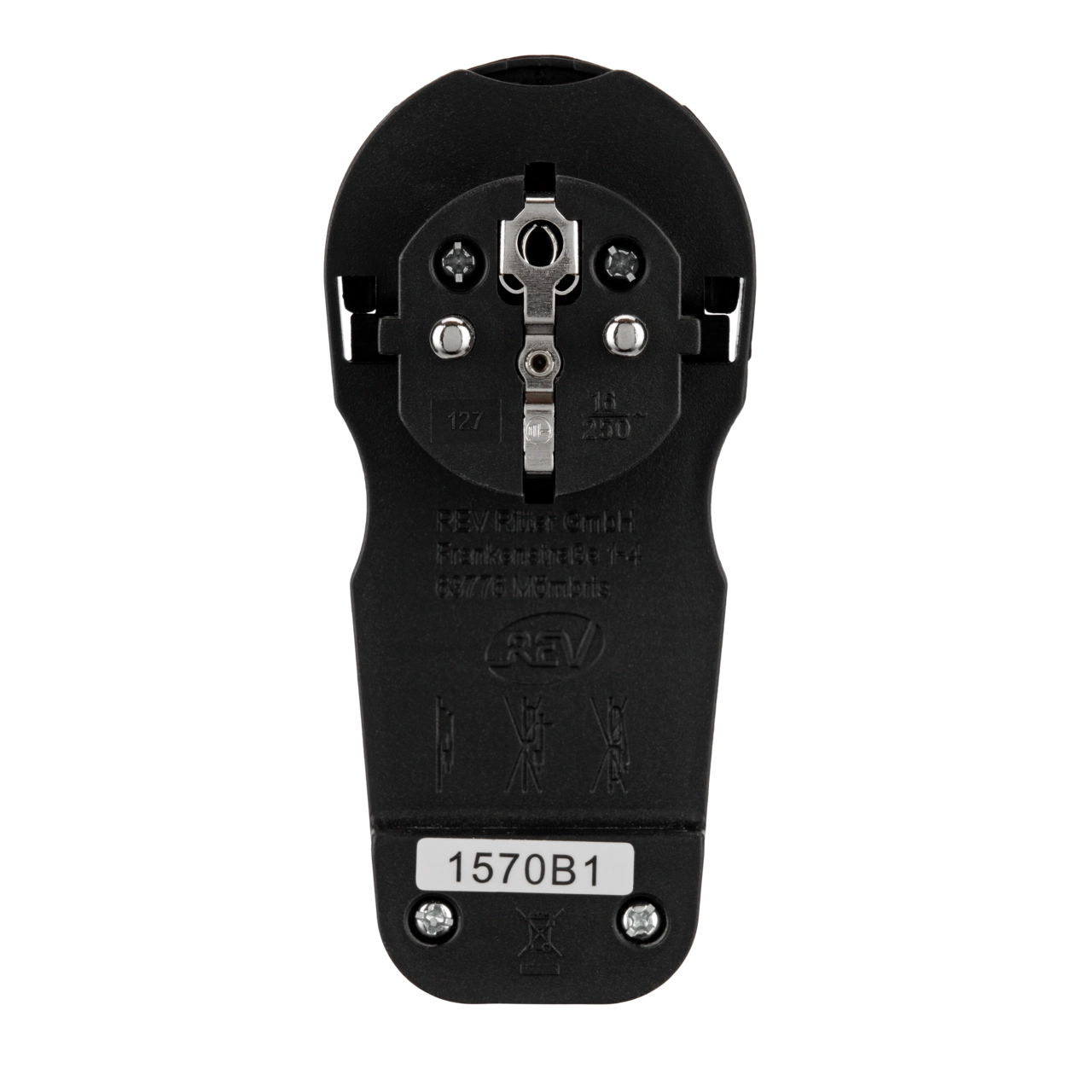 REV Schutzkontakt Flachstecker  | IP20 | 230V | schwarz