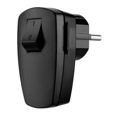 REV Schutzkontakt Stecker mit Schalter | IP20 | 16A | 230V | schwarz