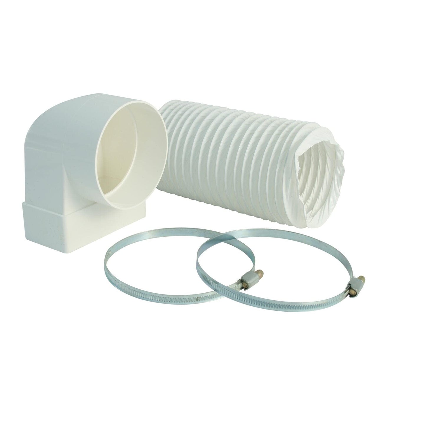 Umlenkstück FLAKA m.Schlauch 50cm,  100mm, 2 Schellen,weiß