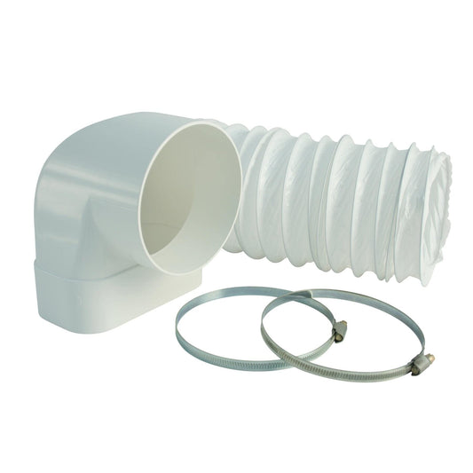 Umlenkstück FLAKA m.Schlauch 50cm, 125mm, 2 Schellen,weiß