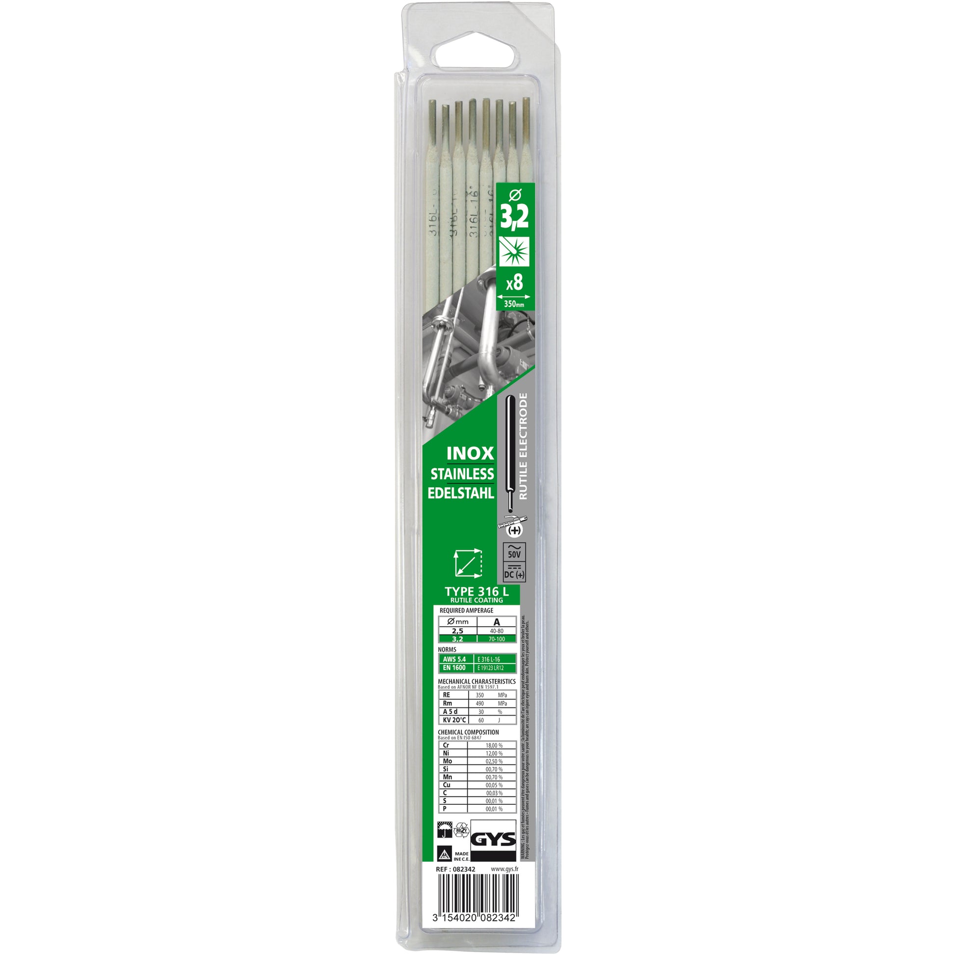 Edelstahl-Elektroden 3,2 mm, 8 Stück