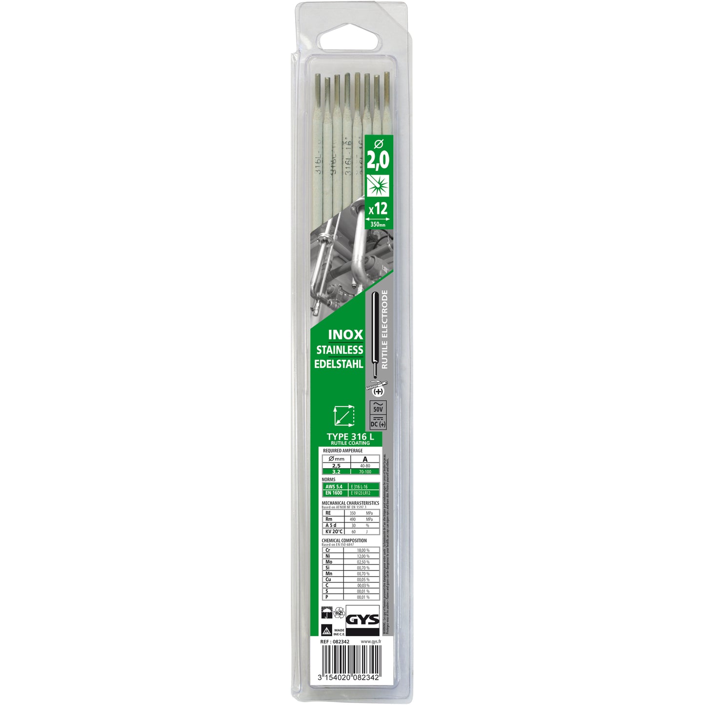 Edelstahl-Elektroden 2mm, 12 Stück
