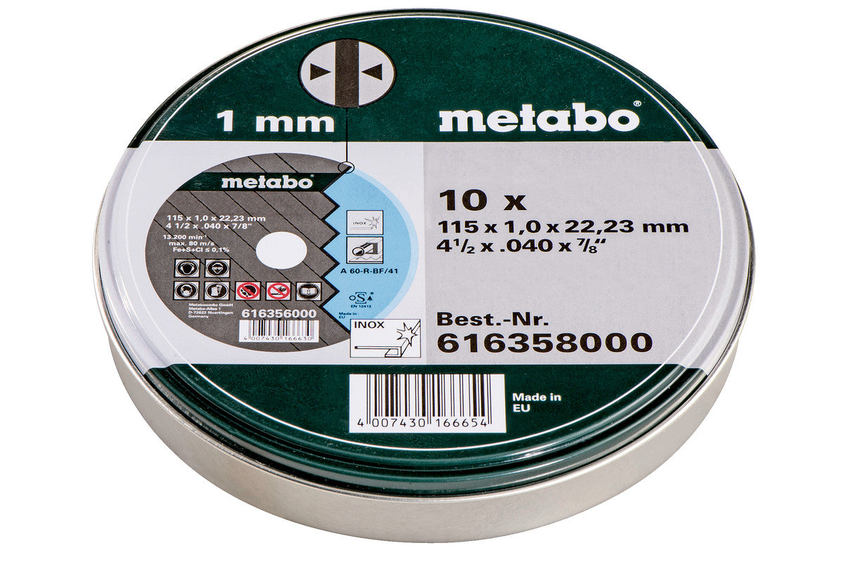 Metabo 10 Trennscheiben 115x1,0mm INOX