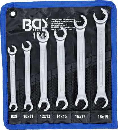 BGS Offener Doppel-Ringschlüssel-Satz | SW 8x9 - 18x19 mm | 6-teilig