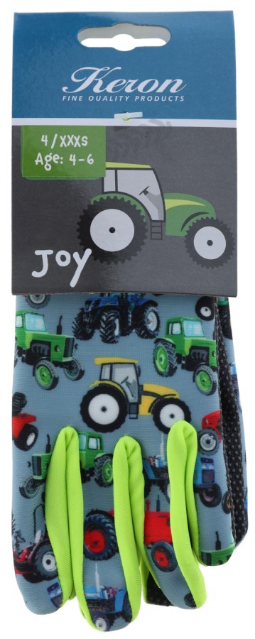 Kerbl Kinderhandschuh Joy | Traktormuster Gr.6 (XS) [alter 4 - 6 Jahre]