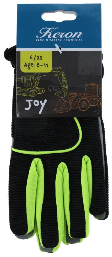 Kerbl Kinderhandschuh Joy | schwarz-neon Gr.6 (XS) [alter 8 - 11 Jahre]