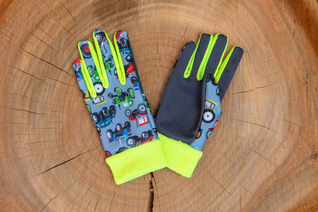 Kerbl Kinderhandschuh Joy | Traktormuster Gr.6 (XS) [alter 4 - 6 Jahre]