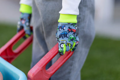 Kerbl Kinderhandschuh Joy | Traktormuster Gr.6 (XS) [alter 4 - 6 Jahre]