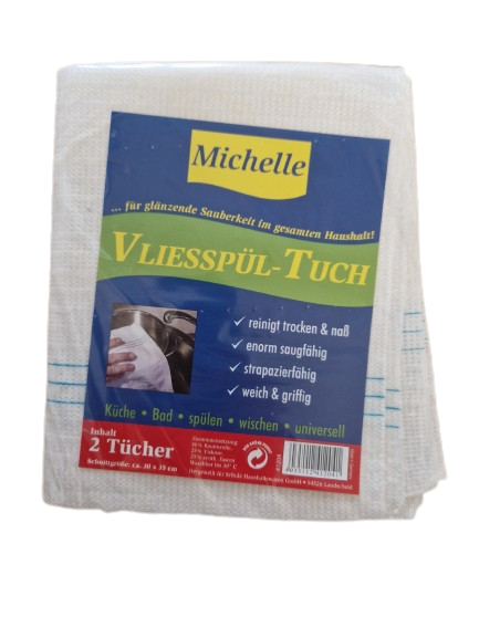 Vliesspültuch 30 x 35cm weiß, 2er Pack