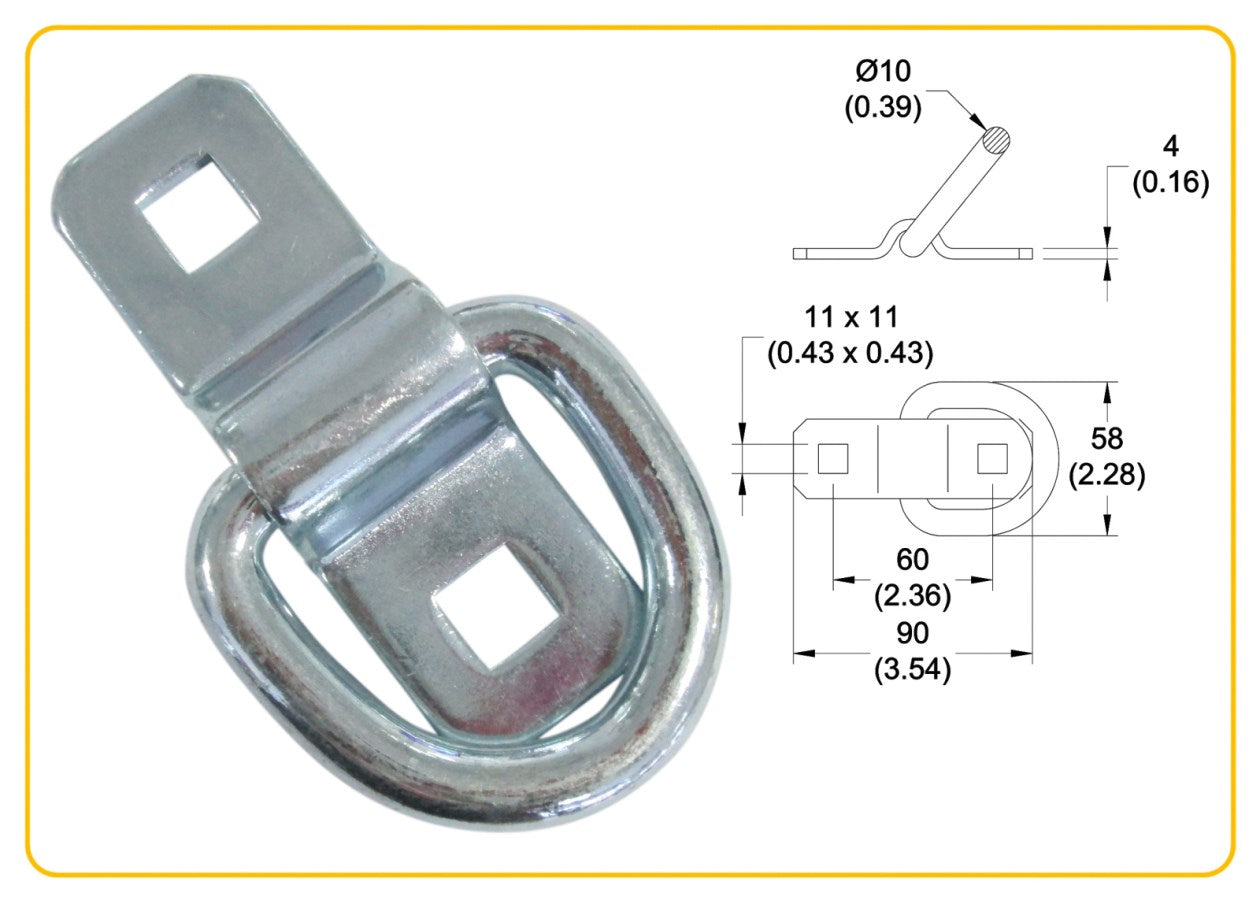 Kerbl Zurröse mit Lasche | verzinkt 545kg [58x20mm] 2 Stück