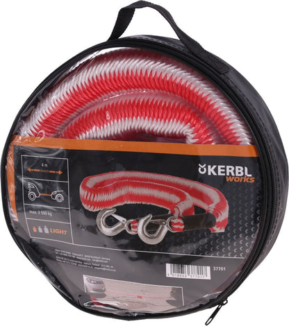 Kerbl Abschleppseil 4m | 3500kg [mit Karabinerhaken & Fahne]