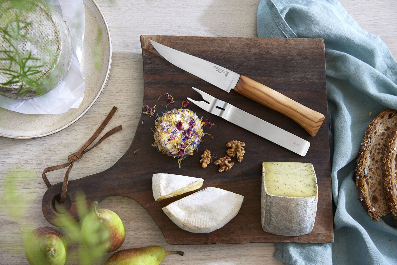 Opinel Käse-Set | Käsemesser und Gabel | mit Olivenholz