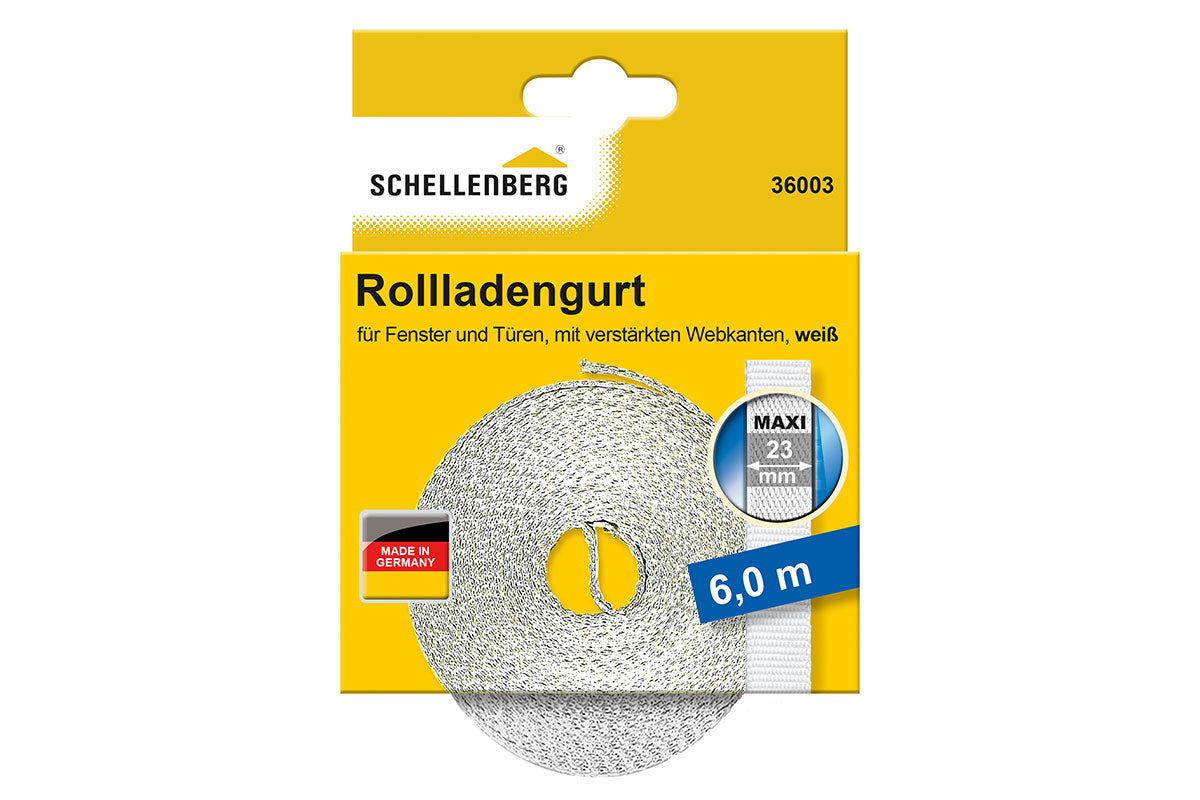 Schellenberg Rolladengurt "Maxi" 23 mm | 6 m lang | weiß