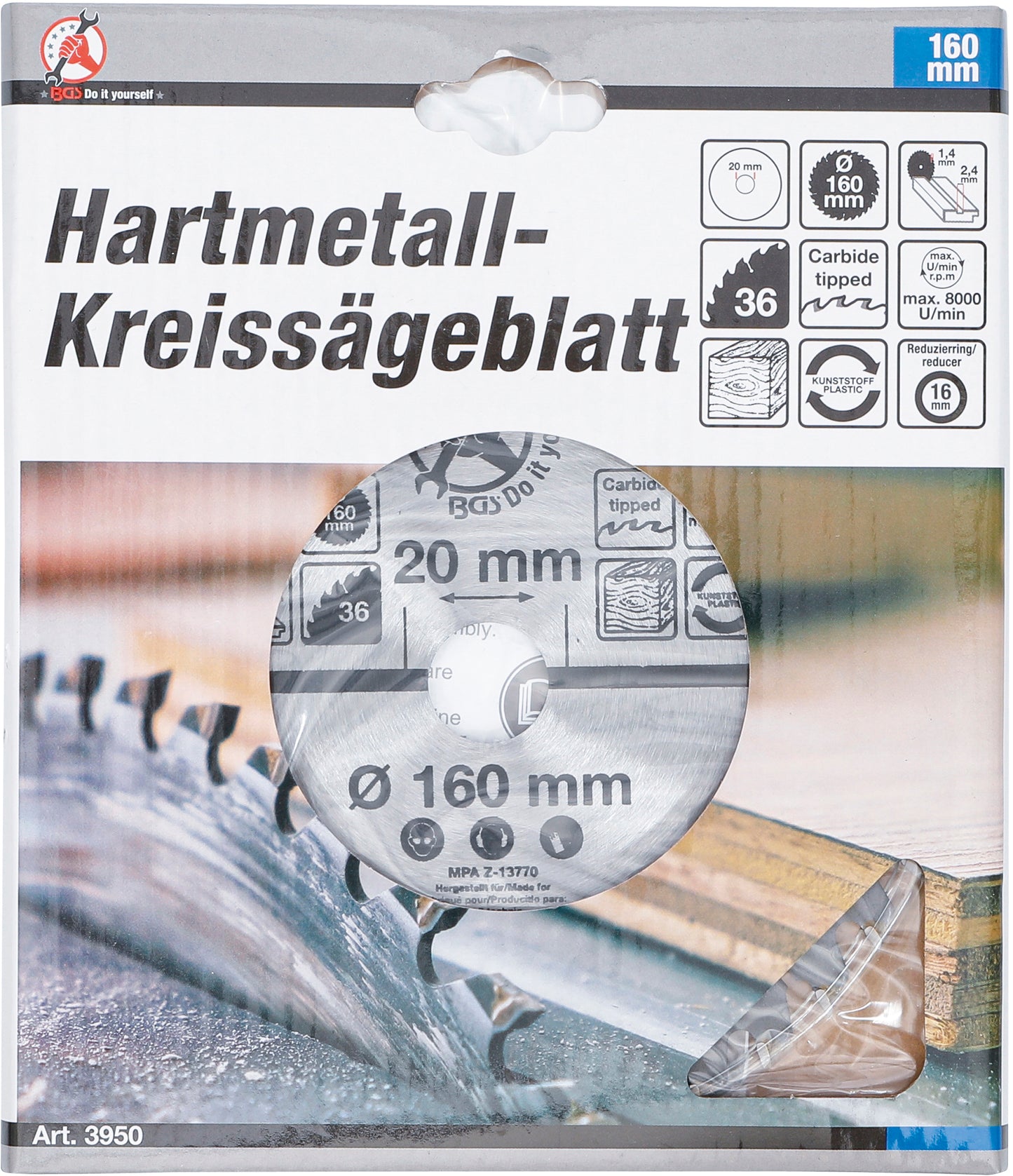 Hartmetall-Kreissägeblatt Ø 160 x 20 x 2,4 mm