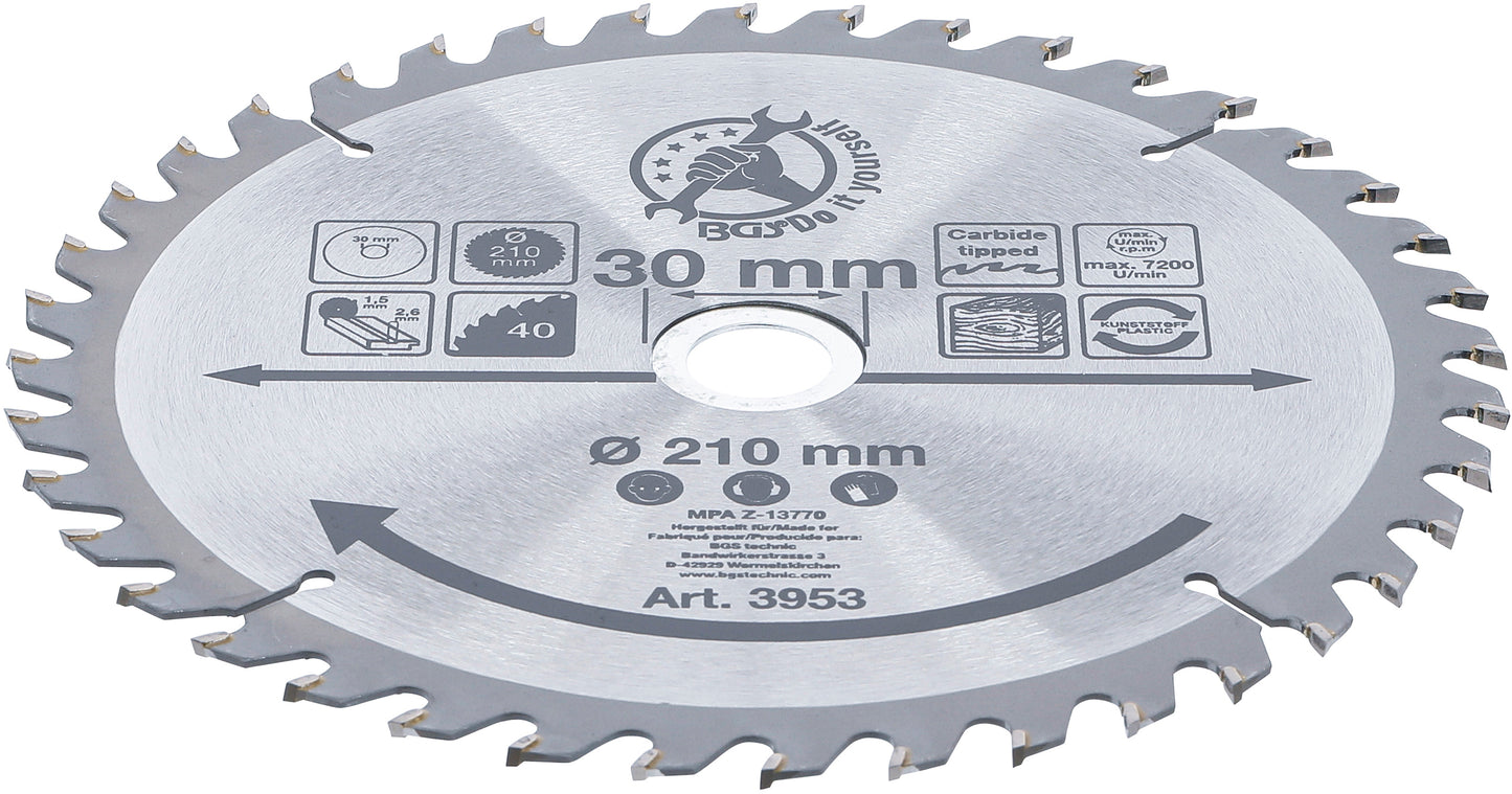 Hartmetall-Kreissägeblatt Ø 210 x 30 x 2,6 mm