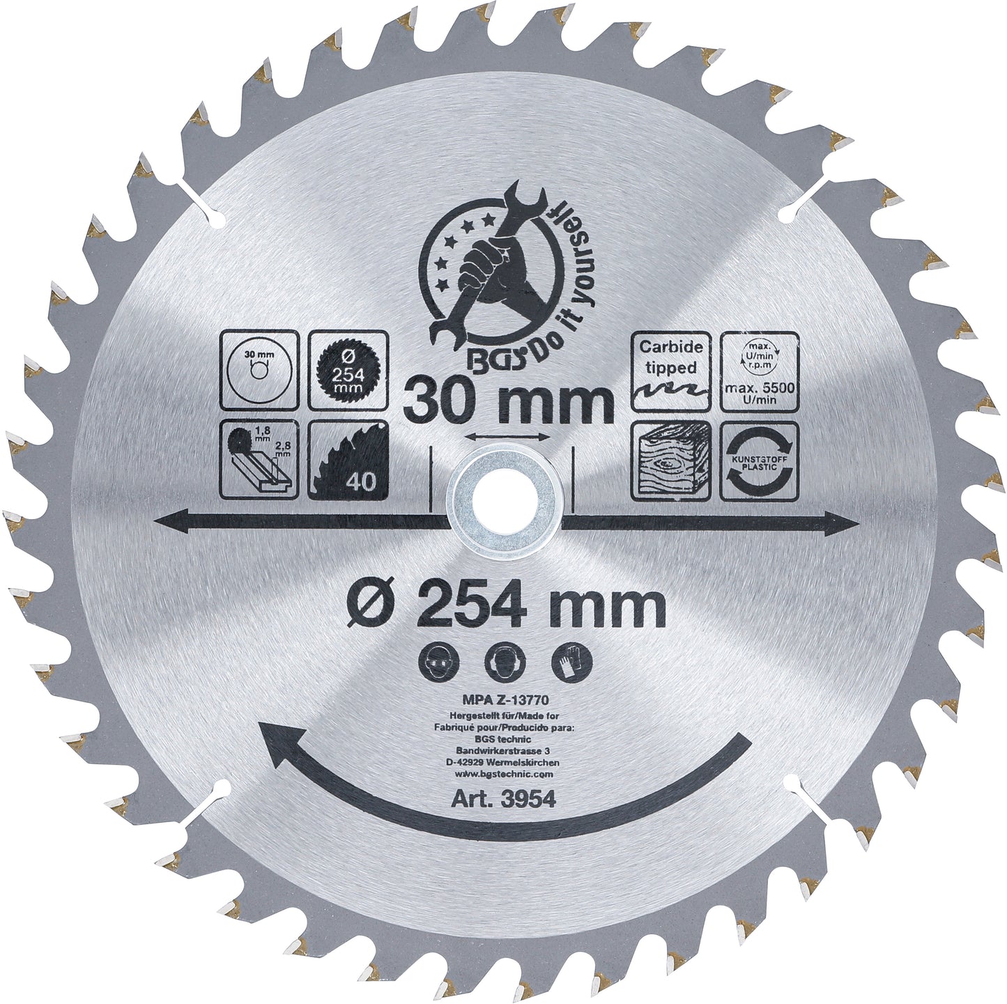 Hartmetall-Kreissägeblatt Ø 254 x 30 x 3,2 mm