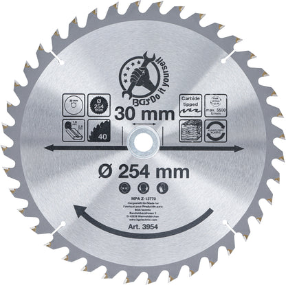 BGS Hartmetall-Kreissägeblatt | Ø 254 x 30 x 2,8 mm | 40 Zähne