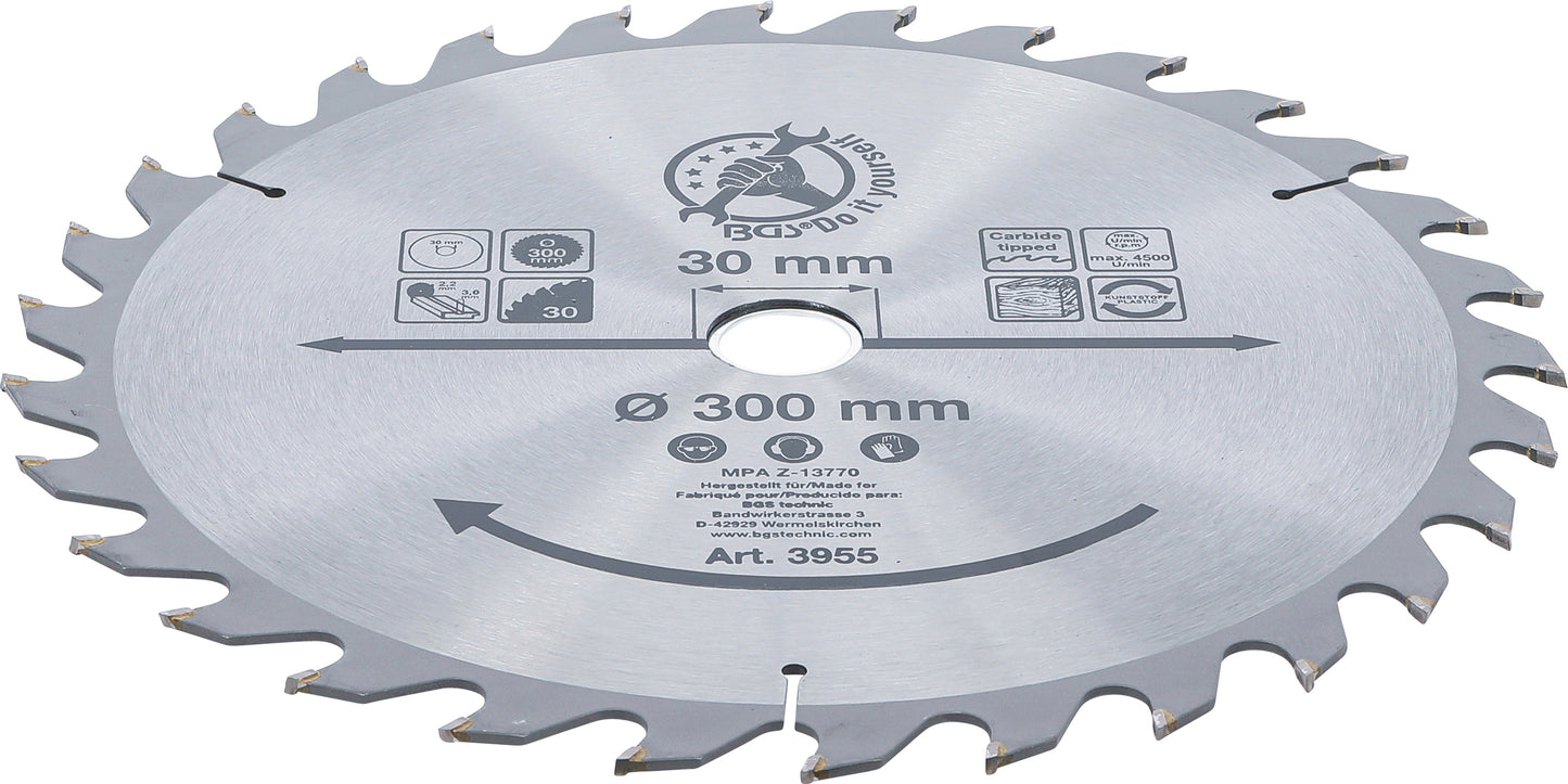 BGS Hartmetall-Kreissägeblatt | Ø 300 x 30 x 3,2 mm | 30 Zähne