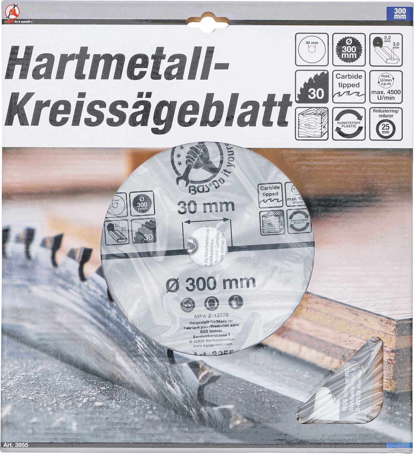 Hartmetall-Kreissägeblatt Ø 300 x 30 x 3,2