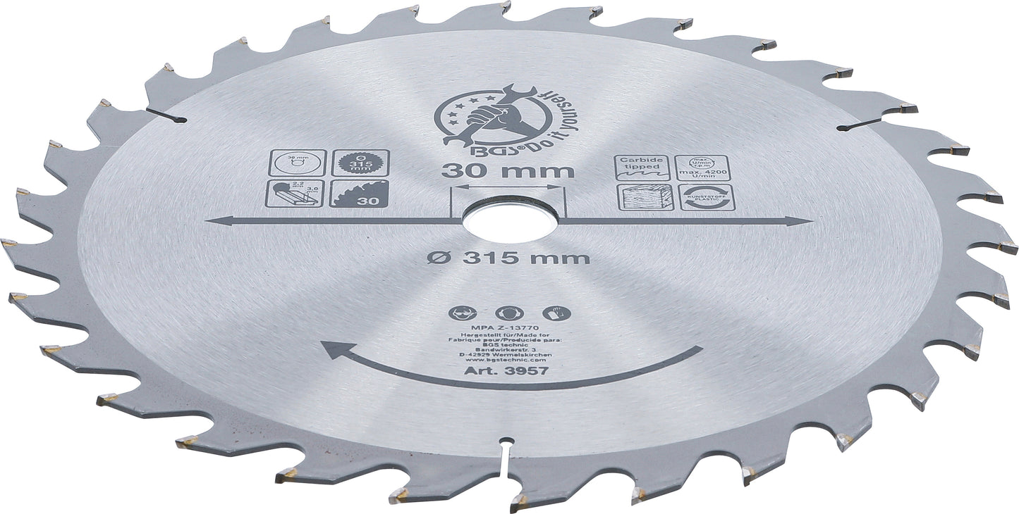 BGS Hartmetall-Kreissägeblatt | Ø 315 x 30 x 3,0 mm | 30 Zähne