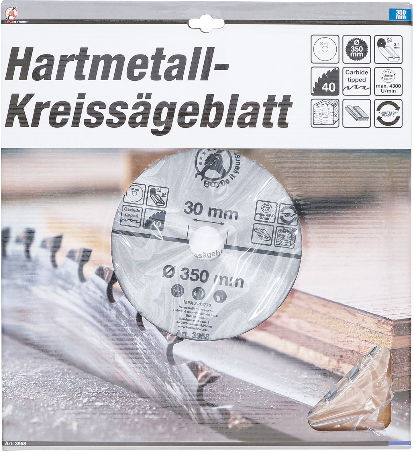 Hartmetall-Kreissägeblatt Ø 350 x 30 x 3,4