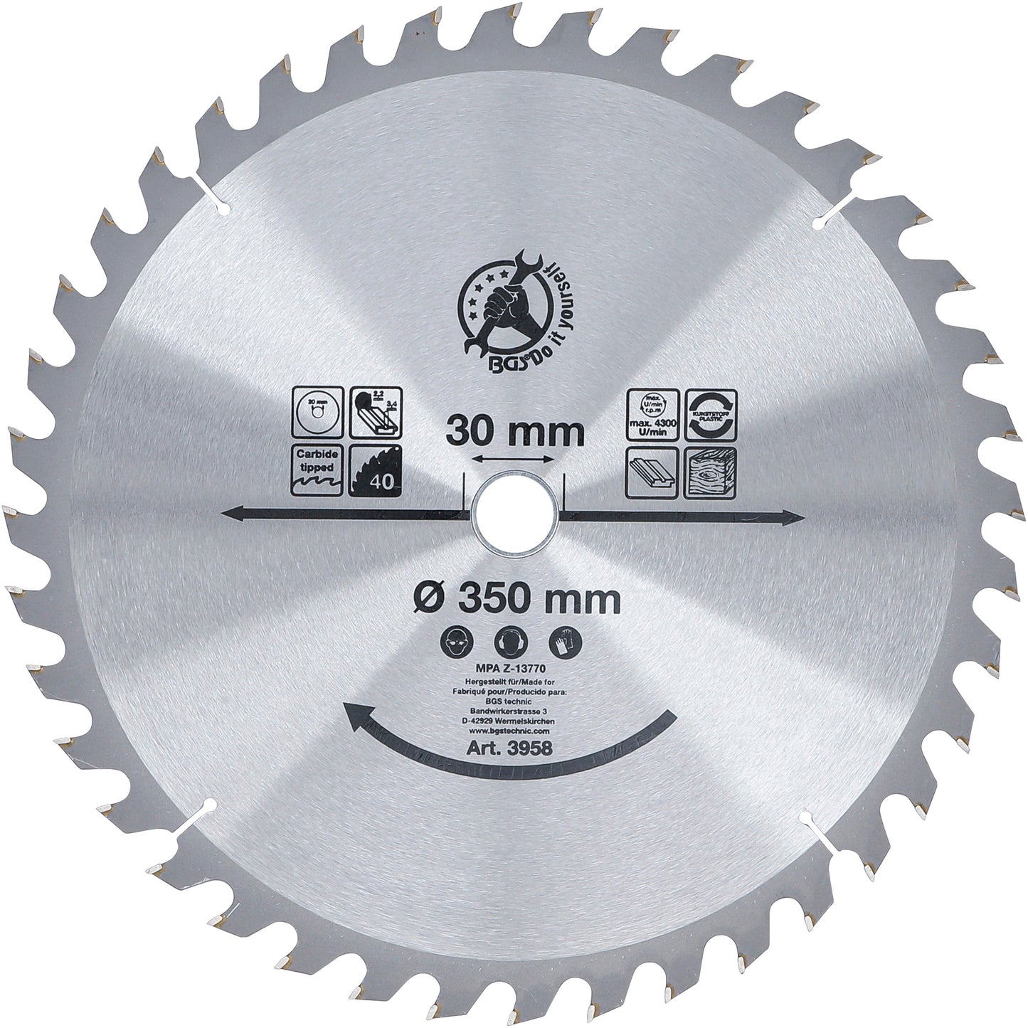 Hartmetall-Kreissägeblatt Ø 350 x 30 x 3,4