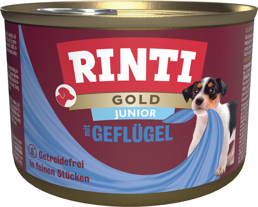 Rinti Gold Junior + Geflügelstückchen, Dose 185 g