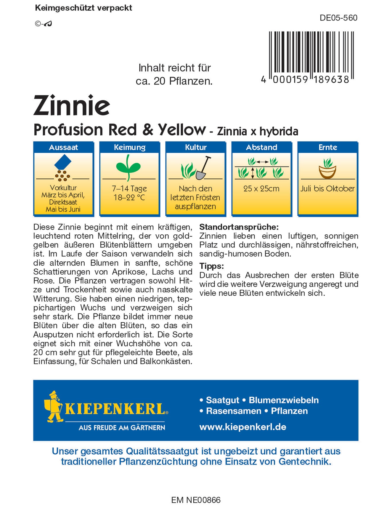 Zinnie Profusion Red & Yellow