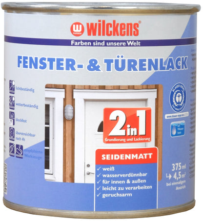 Wilckens Fenster- &Türenlack 2in1 weiß | 375ml seidenmatt