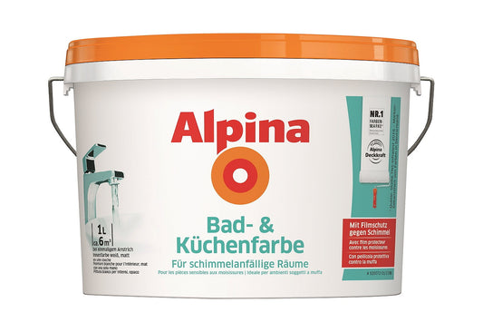 Alpina Bad + Küchenfarbe 1 Liter Spezialfarbe, weiß