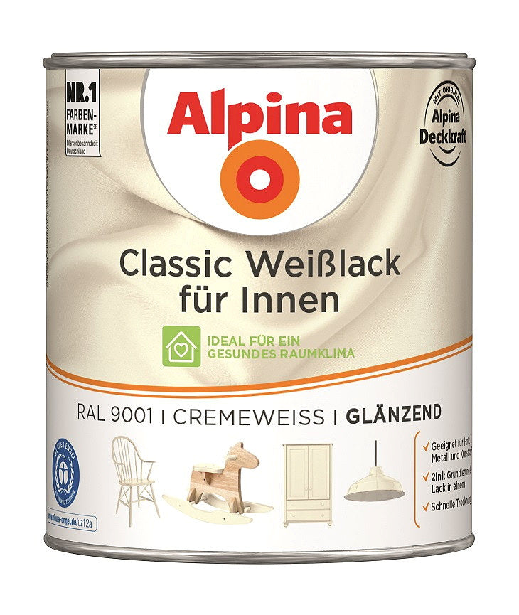 Classic Weißlack für Innen, GL Cremeweiß, RAL 9001 750 ml