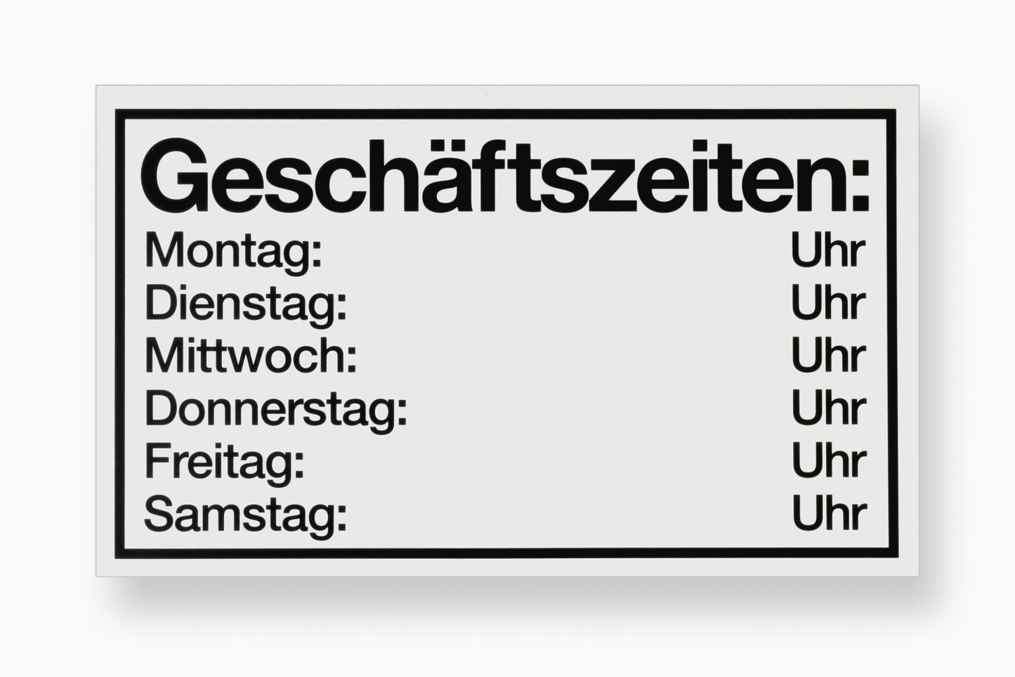 Schild Geschäftszeiten 250x150 mm, Kunststoff, weiß