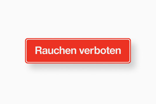 Schild Rauchen verboten, rot 200x48 mm, KS, selbstklebend