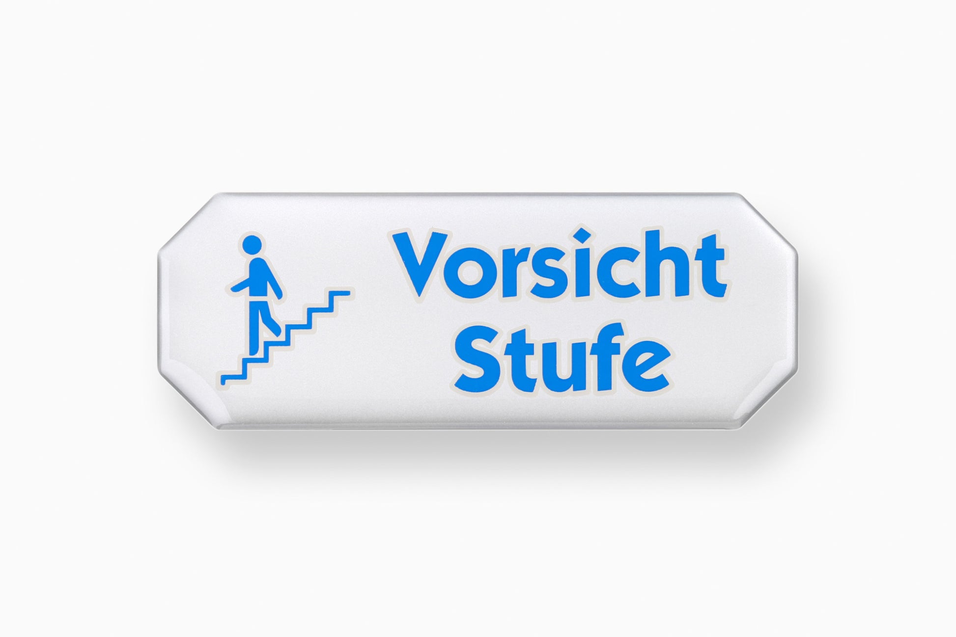 3-D Schild Vorsicht Stufe 107x40 mm, KS, selbstklebend