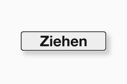 Schild Ziehen 200x48 mm Kunststoff weiß, selbstklebend